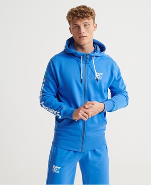 Superdry Core Sport Cipzár Férfi Kapucnis Pulóver Kék | INRUF2986